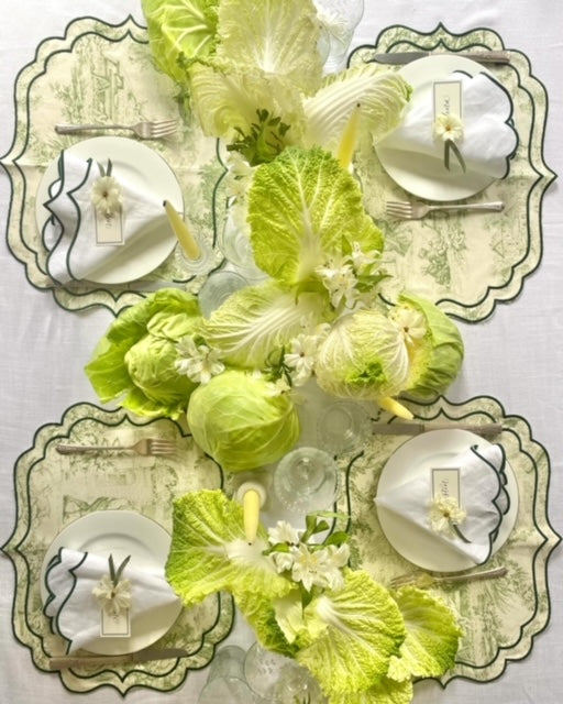 TDJ Light Green Scalloped Placemat - Set of 2