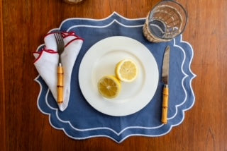 TDJ Navy Scalloped Placemat - Set of 2