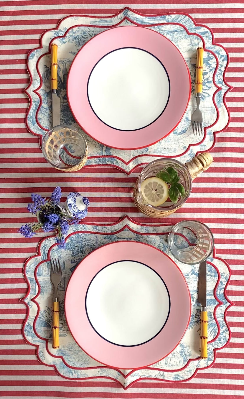 TDJ Red&Indigo Scalloped Placemat - Set of 2