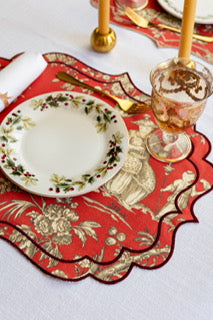 Oriente Red Scalloped Placemat - Set of 2